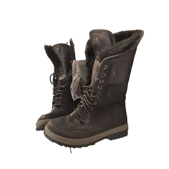 Lane Bryant water snow boots Faux fur tie size 9 W New with 2nd pair of laces - Picture 3 of 7